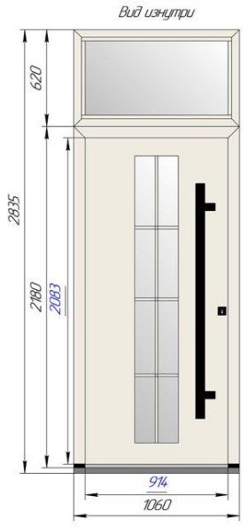 Уличная алюминиевая входная дверь с терморазрывом Werker Termo Plus 960*2700, снаружи RAL 7024, внутри Ral 9010