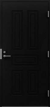 фото теплая входная дверь uo8 rus черная  в комплекте с фурнитурой multihela e701cr