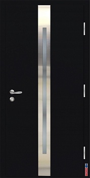 фото тёплая входная дверь nord fin doors nfd15 со стеклопакетом, чёрная, в комплекте с фурнитурой multihela