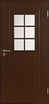фото теплая входная дверь swedoor by jeld-wen basic b0020, коричневая (цвет rr32)
