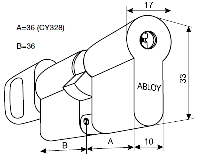 Цилиндр ABLOY DIN CY328U ключ-защелка (ключ Novel)