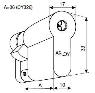 Цилиндр ABLOY DIN CY326T односторонний (ключ Protec2)