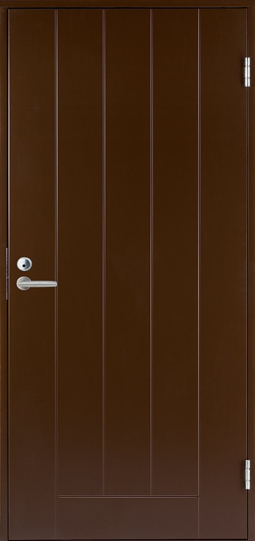 фото теплая входная дверь swedoor by jeld-wen basic b0010, коричневая (цвет rr32)