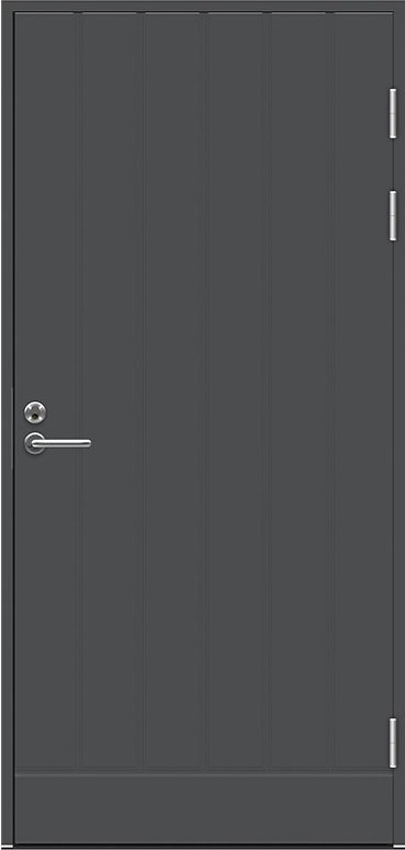фото теплая входная дверь swedoor by jeld-wen function f1894 темно-серая (цвет rr23) с замком lc200