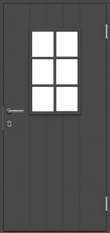 Теплая входная дверь SWEDOOR by Jeld-Wen Basic B0015, темно-серая(цвет RR23) фотография