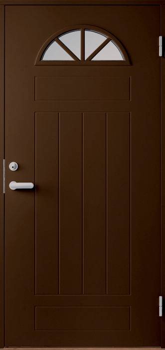 фото теплая входная дверь swedoor by jeld-wen basic b0050, коричневая (цвет rr32)