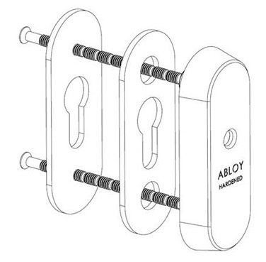 Защитная скобянка для DIN-цилиндра ABLOY CH102, CR Хром блестящий