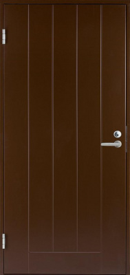 Теплая входная дверь SWEDOOR by Jeld-Wen Basic B0010, коричневая (цвет RR32), М9*21, левая