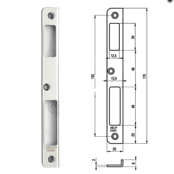 Запорная планка EA321 левая стандарта DIN (сторонность 1.3), Abloy 