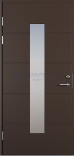 Дверь наружная деревянная ScanDo L024, тёмно-коричневая, 10*21, левое