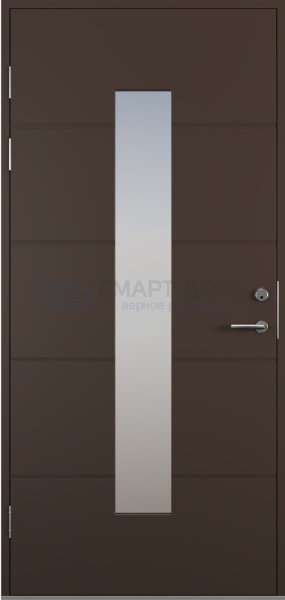 Дверь наружная деревянная ScanDo L024, тёмно-коричневая, 10*21, левое