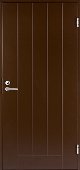 фото теплая входная дверь swedoor by jeld-wen basic b0010, коричневая (цвет rr32), м9*21, левая