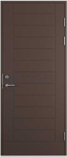 Дверь наружная деревянная ScanDo 06, темно-коричневая, 9*21, правое