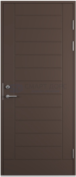 Дверь наружная деревянная ScanDo 06, темно-коричневая, 9*21, правое
