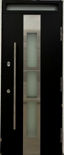 Тёплая входная дверь с терморазрывом Норд 85  НС-52/1 RAL 9005, Муар. Для проема 910*2100, правая фотография