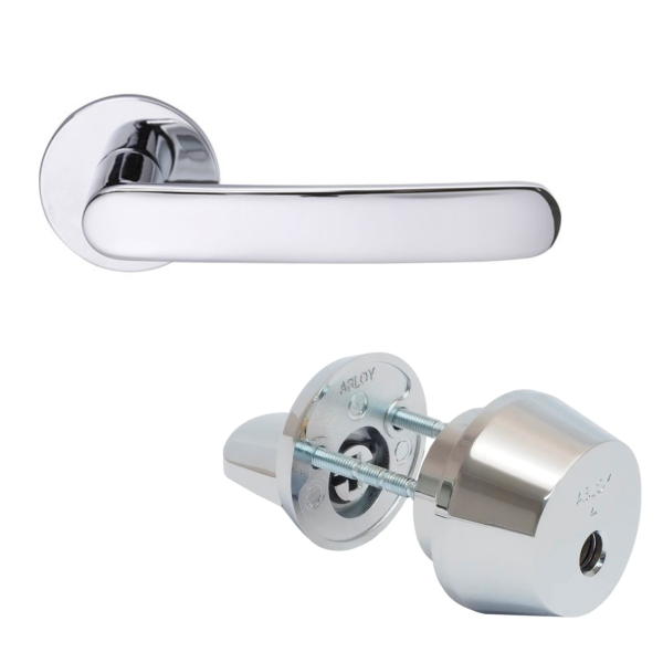 Комплект Abloy (Аблой): Ручка нажимная 6/007 POLAR Ms/Cr с цилиндром CY001T, Cr