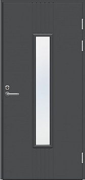 Теплая входная дверь SWEDOOR by Jeld-Wen Function F2050 W28 тёмно-серая (цвет RR23), М9*21, правая с замком ASSA 565