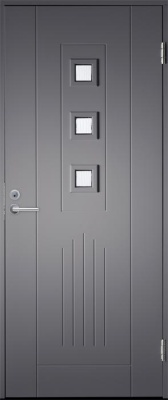 Теплая входная дверь SWEDOOR by Jeld-Wen Basic B0060, темно-серая (цвет RR23), М9*21, левая