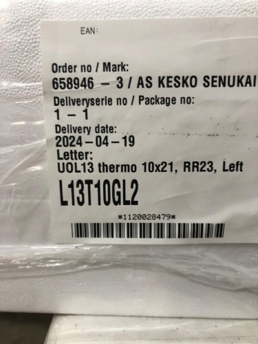 УЦЕНКА (№51) UOL13 Thermo KASKI со стеклом, серая RR23, 10*21, ЛЕВ, замок  LC200