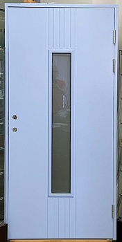 Теплая входная дверь SWEDOOR by Jeld-Wen Function F2050 W28 голубая с замком LC200, М10*21, правая