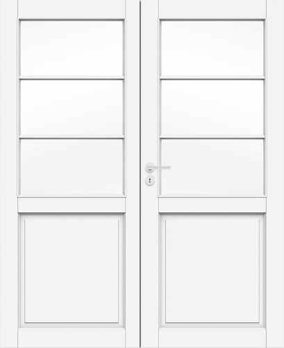 Дверь белая массивная SWEDOOR by Jeld-Wen Craft 132, двустворчатая, M15(705+715)х21, Правая, Белый NCS S 0502-Y