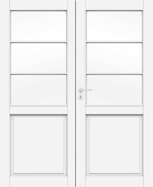 Дверь белая массивная SWEDOOR by Jeld-Wen Craft 132, двустворчатая, M15(705+715)х21, Правая, Белый NCS S 0502-Y