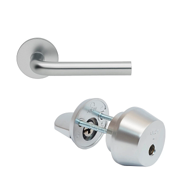 Комплект Abloy (Аблой): Ручка нажимная 3-16S/007 PRESTO Ms/HCr с цилиндром CY001U, HCr