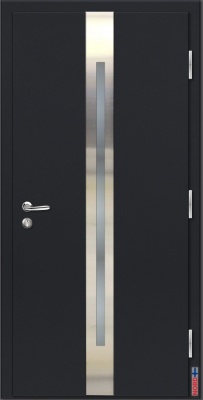 Тёплая входная дверь NORD FIN DOORS NFD15 со стеклопакетом, серая, в комплекте с фурнитурой Multihela фотография