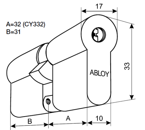 Цилиндр ABLOY DIN CY332N ключ-ключ (ключ Protec)