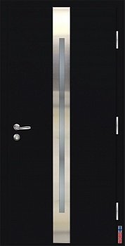 фото тёплая входная дверь nord fin doors nfd15 со стеклопакетом, чёрная, в комплекте с фурнитурой abloy