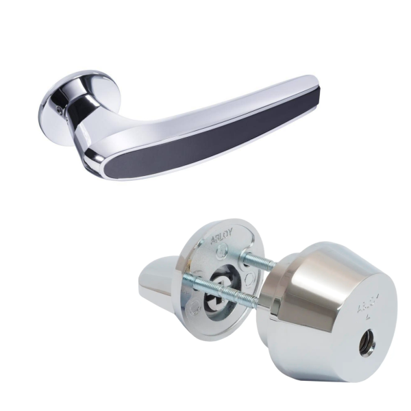 Комплект Abloy (Аблой): Ручка нажимная 8/007 DUETTO Ms/Cr с цилиндром CY001T, Cr