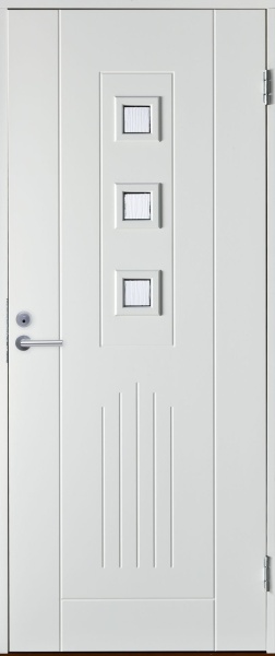 BASIC B0060 со стеклом, Белая NCS S 0502-Y,  9*21, ПРАВАЯ , замок LC102