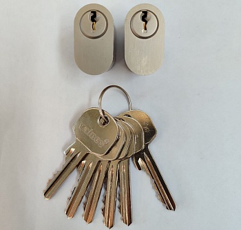 2 овальных цилиндра NFD E601_2С под один ключ, никель