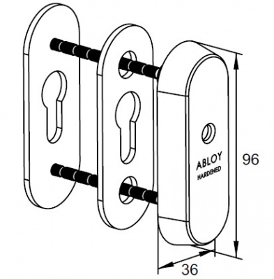 Защитная скобянка для DIN-цилиндра ABLOY CH102 для профильных дверей