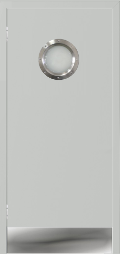 Дверь Kapelli classic маятниковая с иллюминатором серая RAL 7035, 7*21
