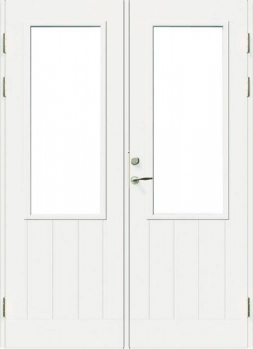 Дверь входная террасная SWEDOOR by Jeld-Wen  PO1894 W14, двустворчатая, M15x21, Правая, Белый NCS S 0502-Y