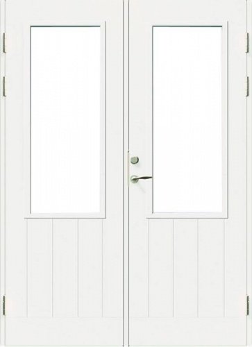 Дверь входная террасная SWEDOOR by Jeld-Wen  PO1894 W14, двустворчатая, M15x21, Правая, Белый NCS S 0502-Y
