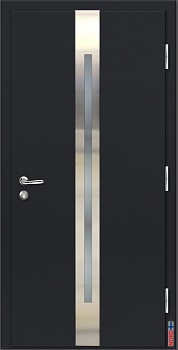 фото тёплая входная дверь nord fin doors nfd15 со стеклопакетом, серая, в комплекте с фурнитурой abloy