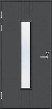 Теплая входная дверь SWEDOOR by Jeld-Wen Function F2050 W28 тёмно-серая (цвет RR23), М9*21, левая с замком ASSA 565