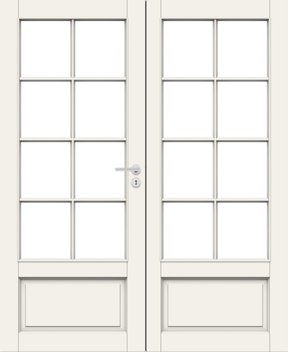 Дверь Смарт Дорс модель Хели двухстворчатая 3P/8+8LR, Белый NCS S 0502-Y, M13x21, Левая