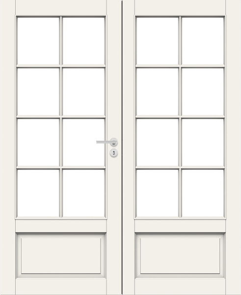 Дверь Nord Fin Doors модель 104 pari двухстворчатая, Белый NCS S 0502-Y, M13x21, Левая
