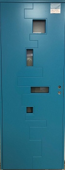фото теплая входная дверь swedoor by jeld-wen character pulse, голубая, размер 9*23, левая