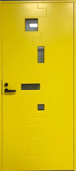 фото теплая входная дверь swedoor by jeld-wen character pulse, желтая, размер 10*23, правая