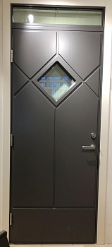 Теплая входная дверь SWEDOOR by Jeld-Wen Classic Schuman Eco, замок LC200, 2-цветная окраска + Верхняя фрамуга OL М2*9