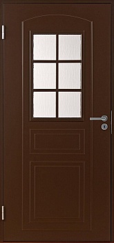 фото теплая входная дверь swedoor by jeld-wen basic b0020, коричневая (цвет rr32)