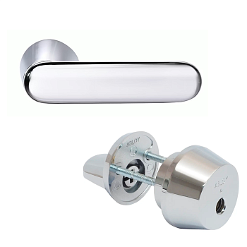 Комплект Abloy (Аблой): Ручка нажимная DOMUS12 Ms/Cr с цилиндром CY001T, Cr