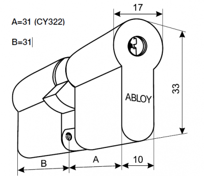 Цилиндр ABLOY DIN CY322T ключ-ключ (ключ Protec2)