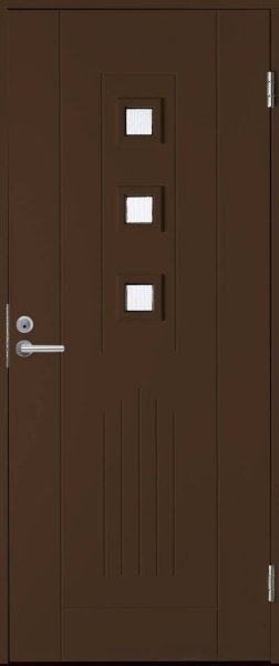 Теплая входная дверь SWEDOOR by Jeld-Wen Basic B0060, коричневая (цвет RR32), М10*21, ПРАВАЯ , замок LC102, №11
