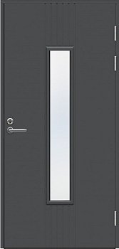 Теплая входная дверь SWEDOOR by Jeld-Wen Function F2050 W28 тёмно-серая (цвет RR23), М9*21, правая с замком ASSA 565