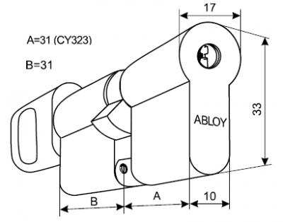 Цилиндр ABLOY DIN CY323T ключ-защелка (ключ Protec2)